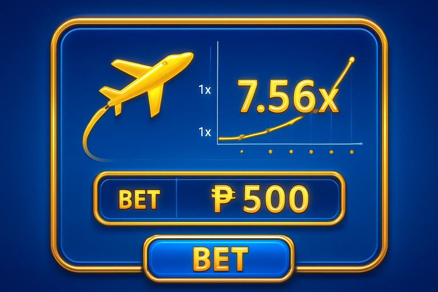 Aviator crash game UI with plane trajectory, multiplier graph, and PHP bets